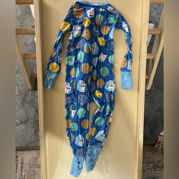 Little Sleepies Blue Cookie and Milk Kids Footie - Picture 2 of 3